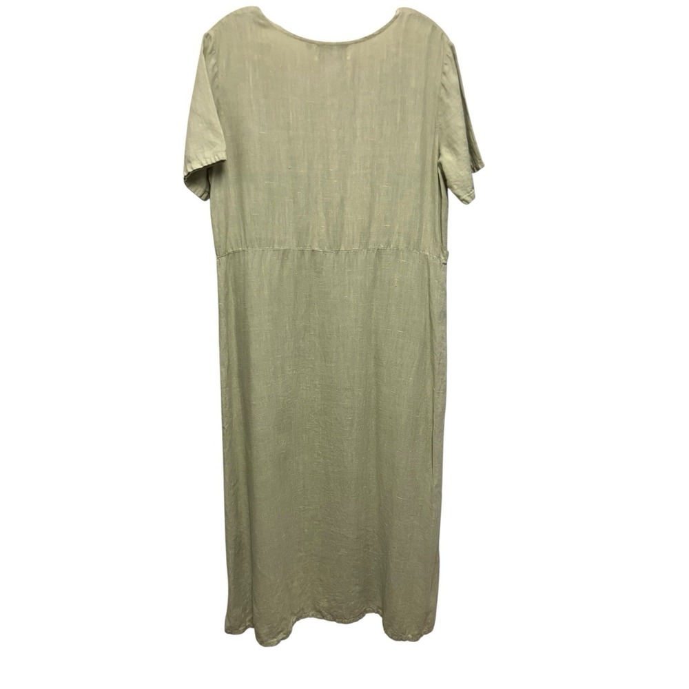 J Jill 100% linen Soft Green Maxi Relaxed Lagenlook Beach Resort Large Petite - Picture 2 of 7